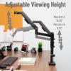 Mind Reader Dual Monitor Arm for 13–32 Inch Screens, Gas Spring VESA Desk Mount, ±180° Rotation, ±65° Tilt, ±180° Swivel, Holds up to 19.8 lbs Each, Integrated Cable Management, Black