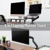 Mind Reader Gas Spring Laptop Desk Mount, Fits 11.6–17.3″ Laptops or Monitors, 180° Rotate, 13.2 lb Capacity, Single Arm with Integrated Cable Management, Adjustable Tilt/Swivel, Black