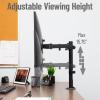 Mind Reader Single Monitor Desk Mount for 13–32 Inch Screens, Adjustable Tilt ±45°, Swivel ±90°, Rotate 180°, VESA 75×75/100×100, Holds up to 17.6 lbs, Cable Management, Quick Release, Black