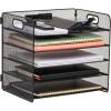 Mind Reader 5 Tier Paper Tray Desktop Organizer, Removable Shelves, Cut-Out Handles, Tool-Free Assembly, Metal Mesh, Black