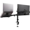 Mind Reader Dual Arm Monitor and Laptop Desk Mount, Adjustable Stand for 17″–32″ Screens, VESA 75×75/100×100, 180° Rotation, ±90° Swivel, ±90° Tilt, Black
