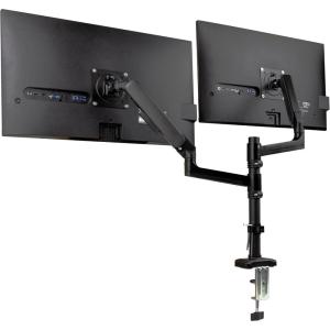 Mind Reader Dual Monitor Arm for 13–32 Inch Screens, Gas Spring VESA Desk Mount, ±180° Rotation, ±65° Tilt, ±180° Swivel, Holds up to 19.8 lbs Each, Integrated Cable Management, Black