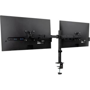 Mind Reader Dual Monitor Desk Mount for 13″-32″ Screens, Adjustable VESA Mount with 180° Rotation, ±90° Swivel, ±45° Tilt, Integrated Cable Management, 17.6 lb Capacity Each, Black