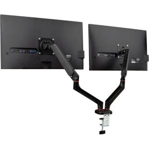 Mind Reader Dual Monitor Gas Spring Desk Mount, Counter-Balance Arm for 13″–32″ Monitors, VESA 75×75 / 100×100, ±180° Rotation, ±65° Tilt, ±180° Swivel, 19.8 lb Capacity Each, Cable Management, Black