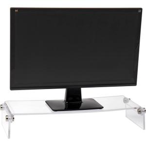 Mind Reader Monitor Stand, Desktop Organizer, Riser, Office, Acrylic, 8.5″L x 23.5″W x 4.125″H, Clear