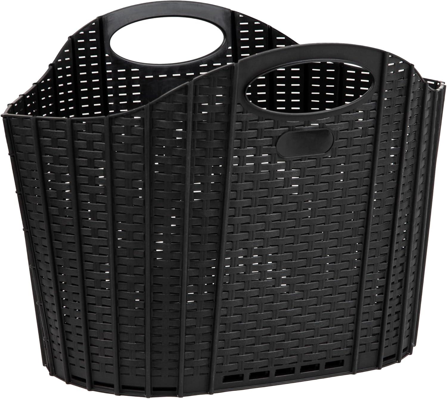 image:imageMind Reader 40L Collapsible Laundry Hamper Clothes Basket Premium Wicker Design Plastic 215L x 15W x 1525H Black