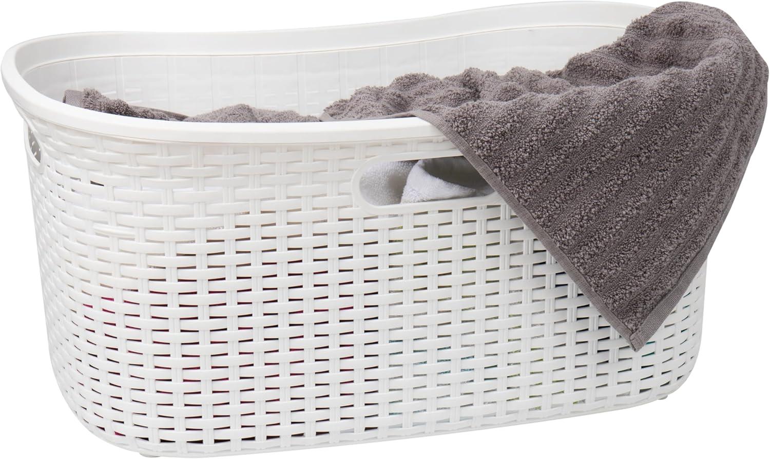 image:imageMind Reader 40L Laundry Basket Clothes Hamper Wicker Design Plastic 23L x 145W x 11H Ivory Single