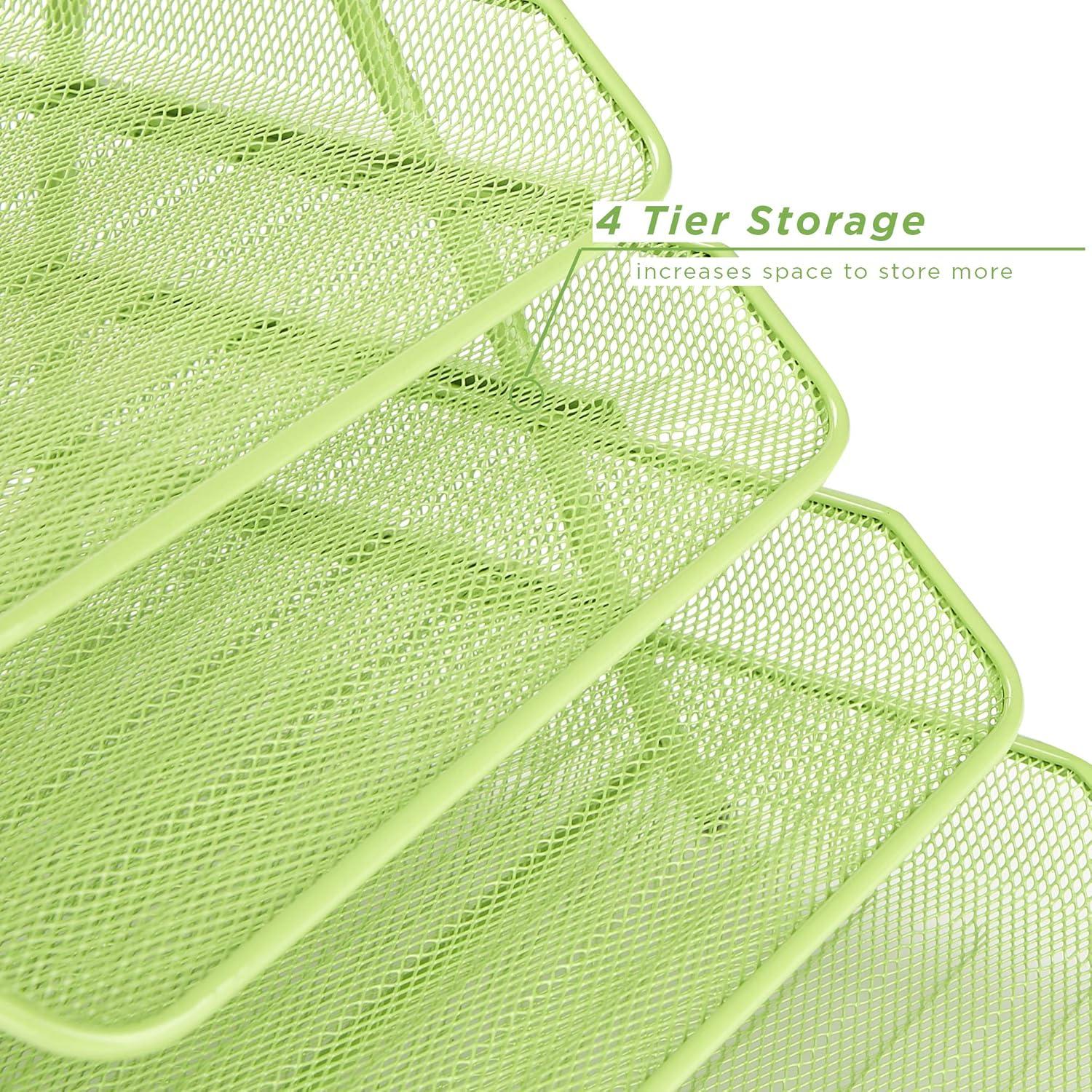 image:imageMind Reader 4Tier Paper Tray Desktop Organizer File Storage Workspace Office Metal Mesh 1175 L x 1375 W x 125 H PinkGreen