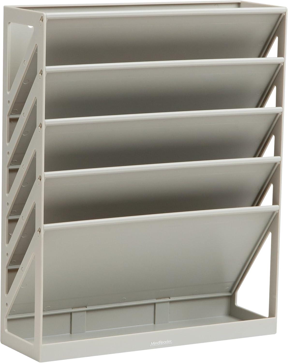 image:imageMind Reader 5Tier Vertical File Storage Desktop Organizer Wall Mount Office Plastic 13L x 425W x 16H BlackBeige