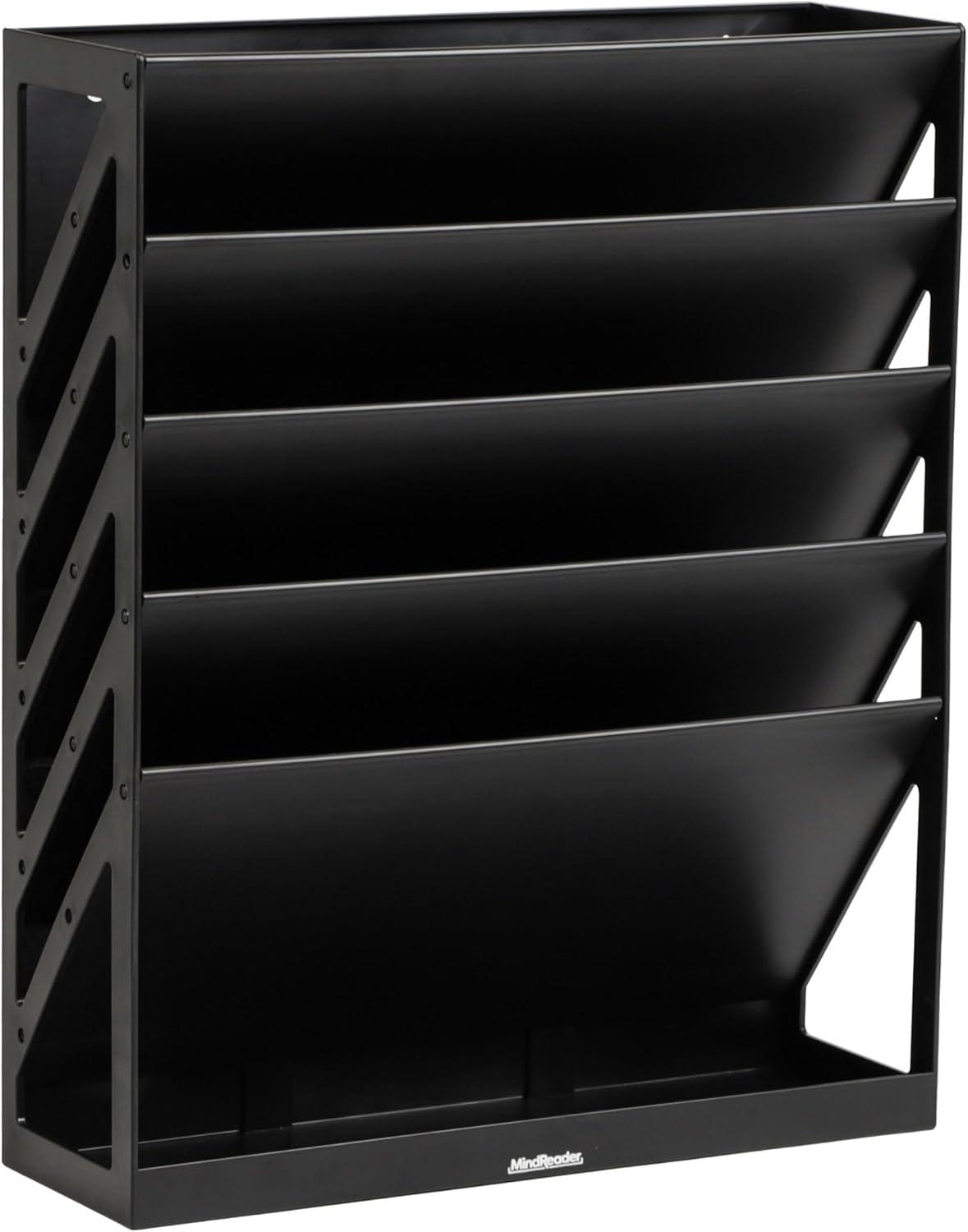 image:imageMind Reader 5Tier Vertical File Storage Desktop Organizer Wall Mount Office Plastic 13L x 425W x 16H BlackBlack