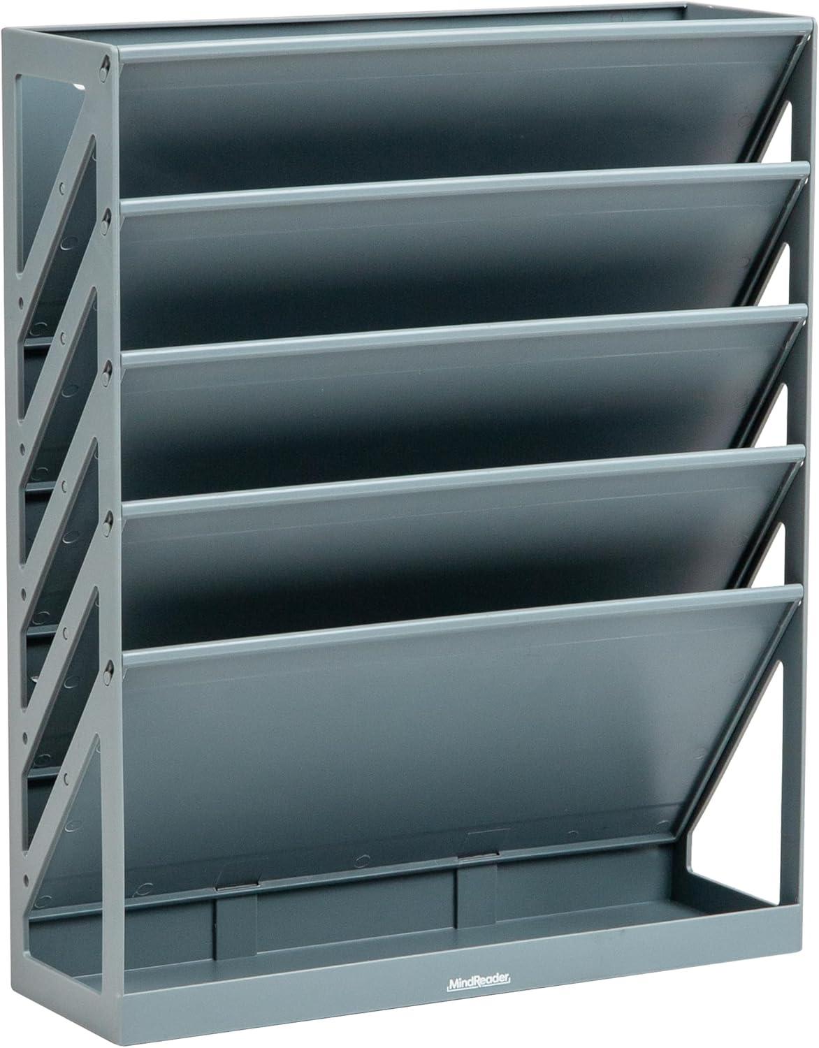 image:imageMind Reader 5Tier Vertical File Storage Desktop Organizer Wall Mount Office Plastic 13L x 425W x 16H BlackGray