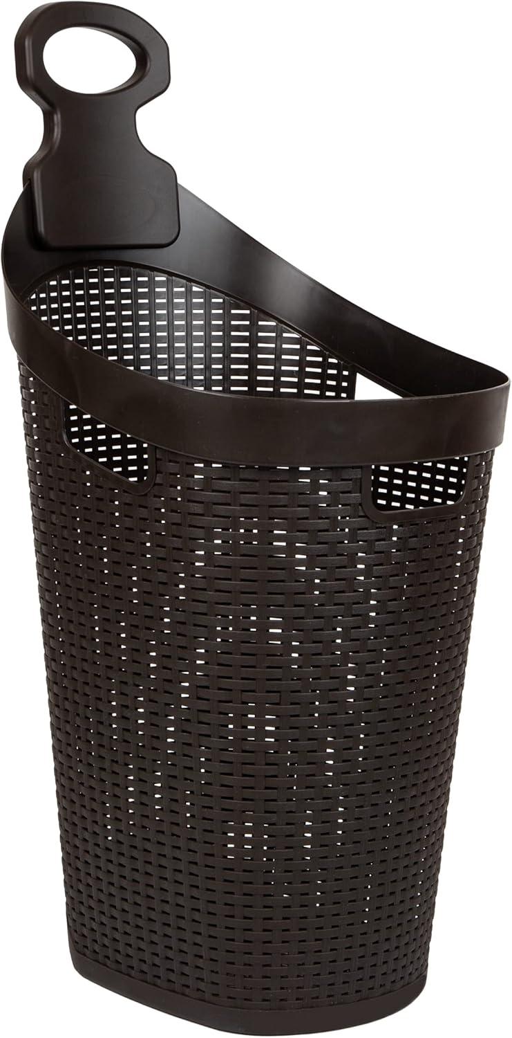 image:imageMind Reader 60L Rolling Laundry Hamper Clothes Basket Wheels Wicker Design Plastic 195L x 1475W x 35H Brown