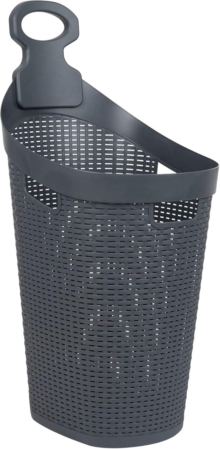 image:imageMind Reader 60L Rolling Laundry Hamper Clothes Basket Wheels Wicker Design Plastic 195L x 1475W x 35H Gray
