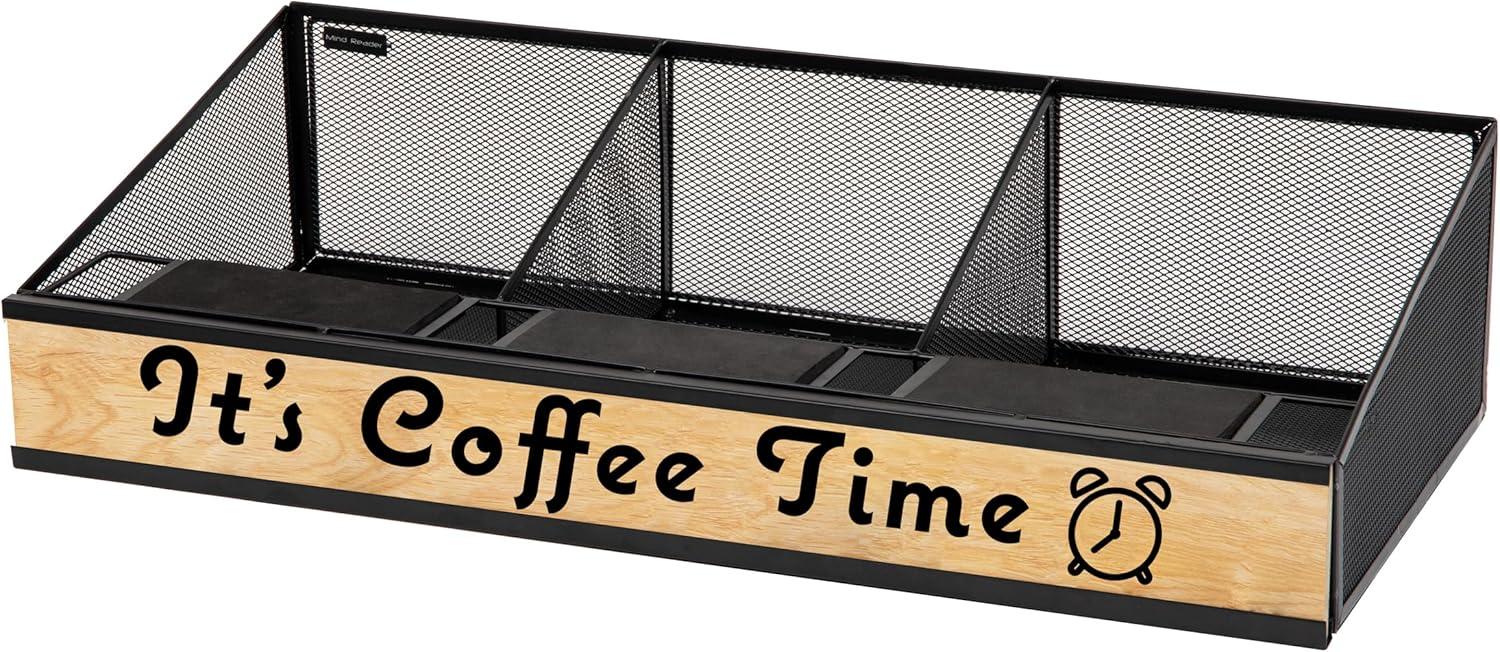 image:imageMind Reader Airpot Serving Station Coffee Bar Accessories Countertop Organizer Wire Mesh 24L x 12W x 6H Black