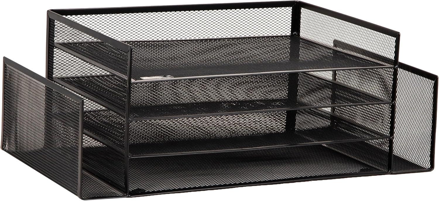 image:imageMind Reader Desktop Organizer File Storage Paper Tray Workspace Office Metal Mesh 1675L x 915W x 6H WhiteBlack