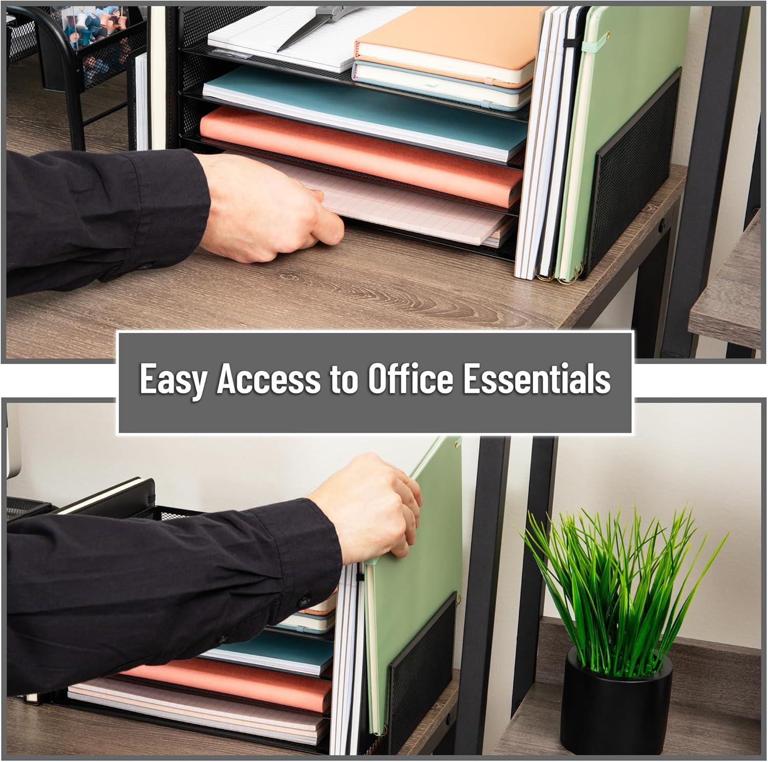 image:imageMind Reader Desktop Organizer File Storage Paper Tray Workspace Office Metal Mesh 1675L x 915W x 6H WhiteBlack