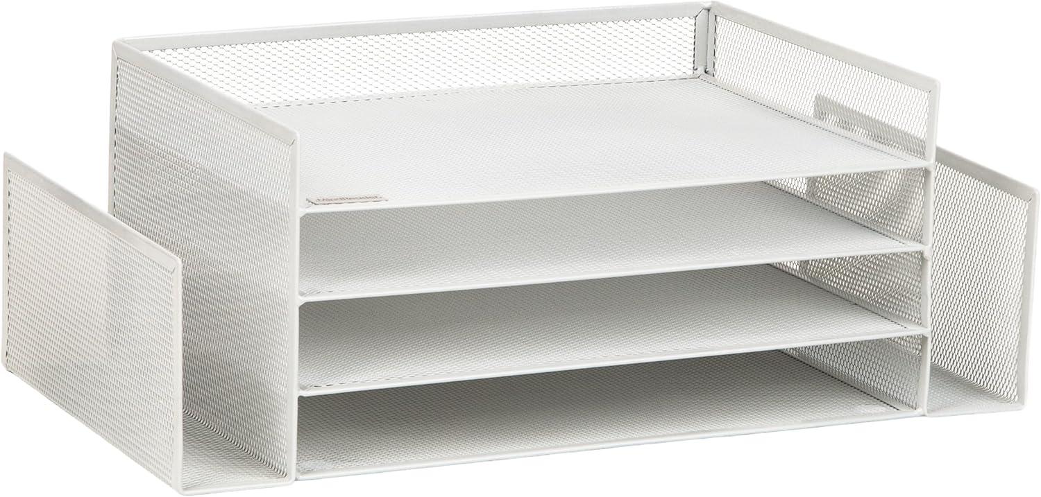 image:imageMind Reader Desktop Organizer File Storage Paper Tray Workspace Office Metal Mesh 1675L x 915W x 6H WhiteWhite