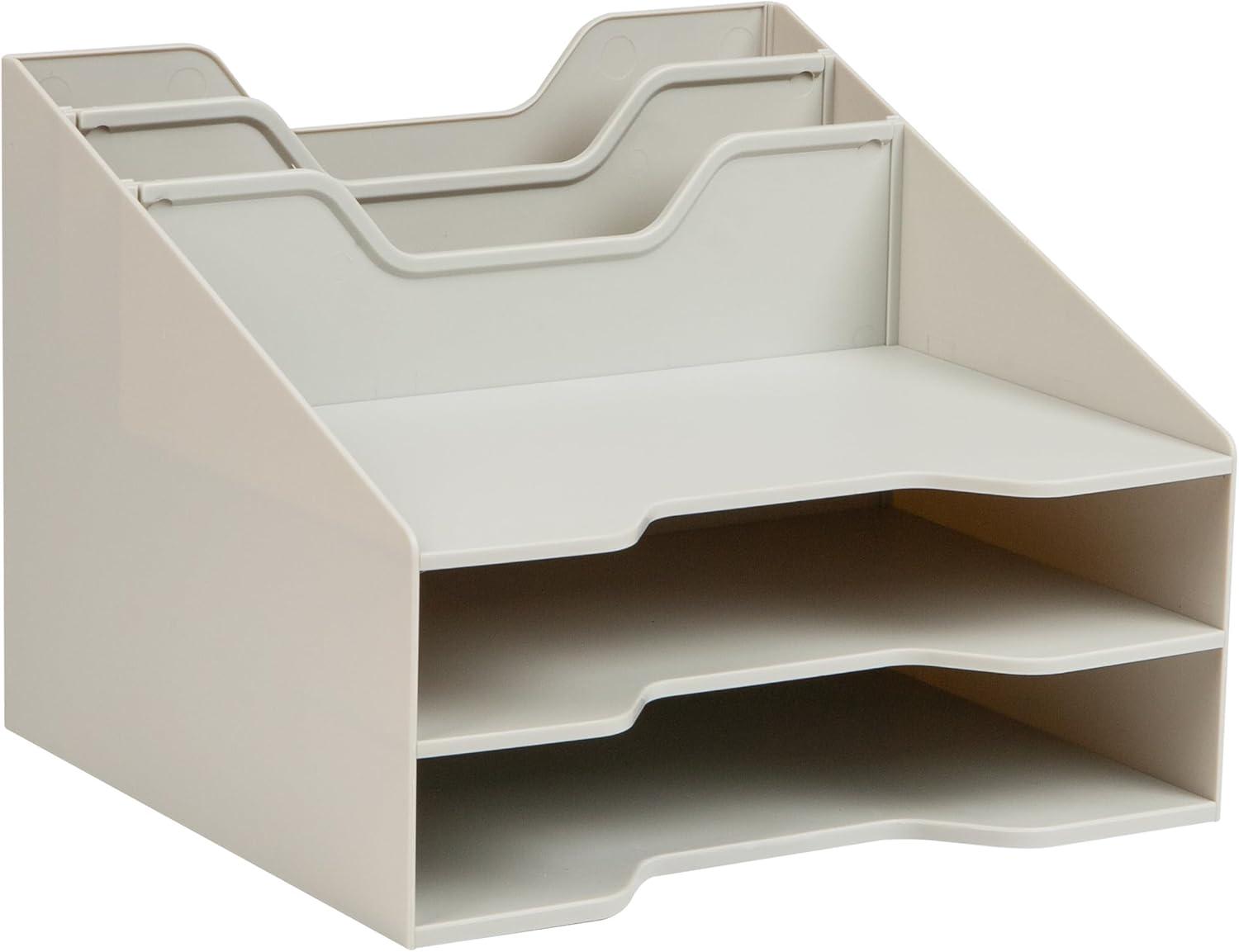 image:imageMind Reader Desktop Organizer Vertical File Holder Paper Trays Office Plastic BeigeBeige