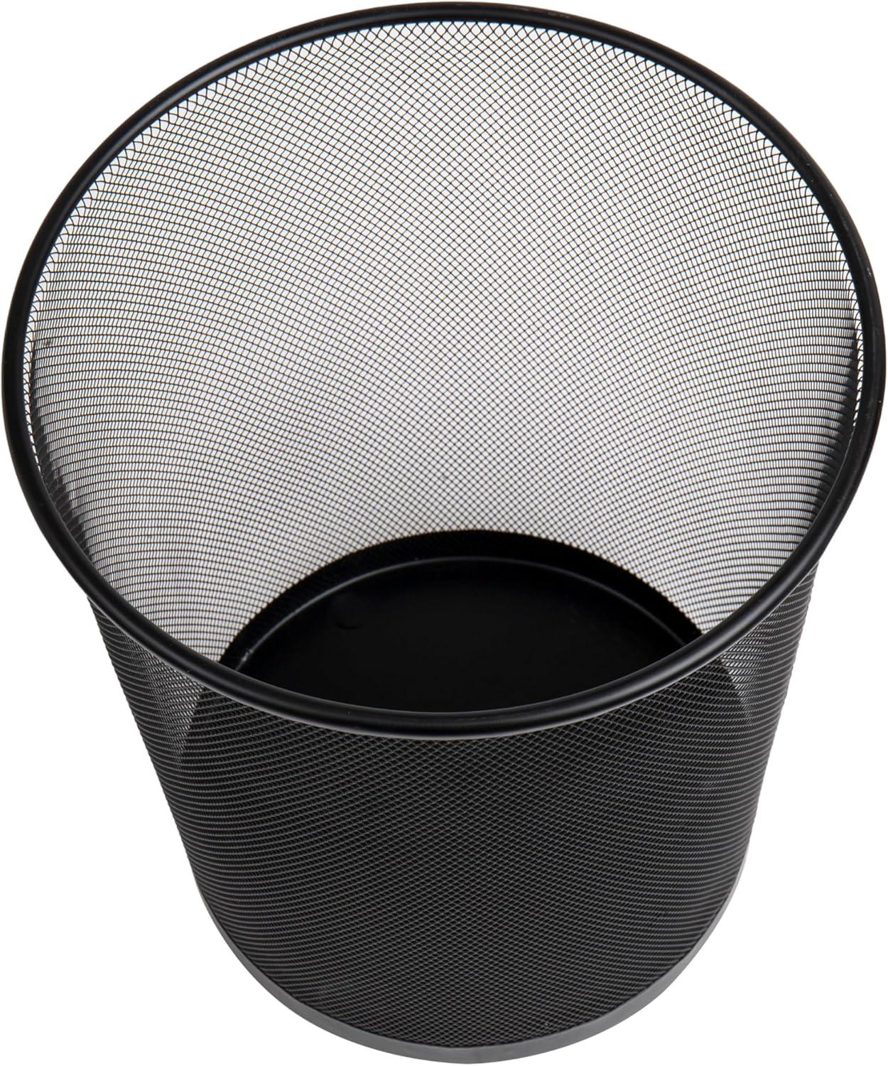 image:imageMind Reader Mesh Trash Can 1665L 44 gal Waste Paper Basket Round Office Metal Mesh Set of 2 SilverBlack