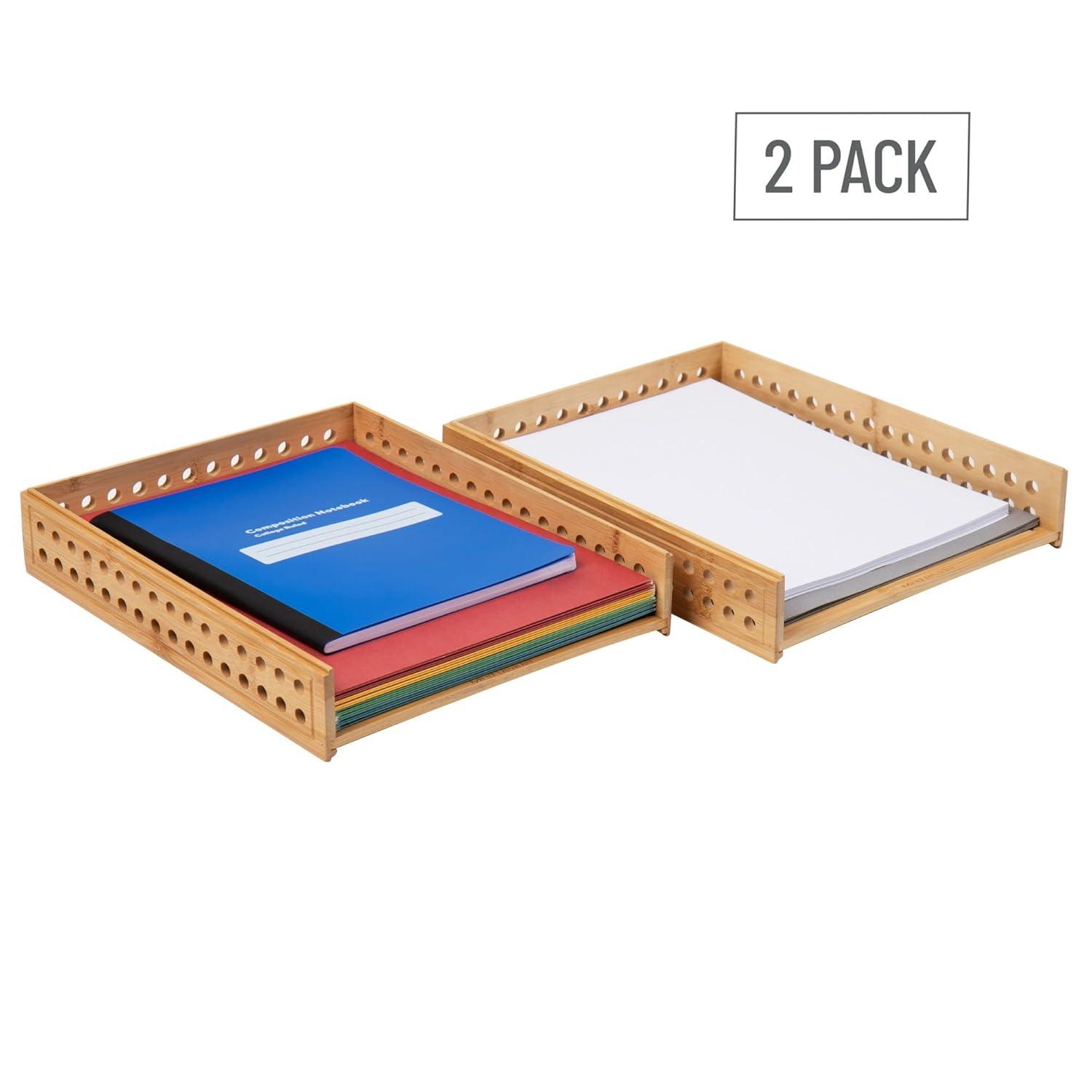 image:imageMind Reader Paper Tray Set of 2 Desktop Organizer Storage Office Rayon from Bamboo 10 L x 125 W x 225 H Brown