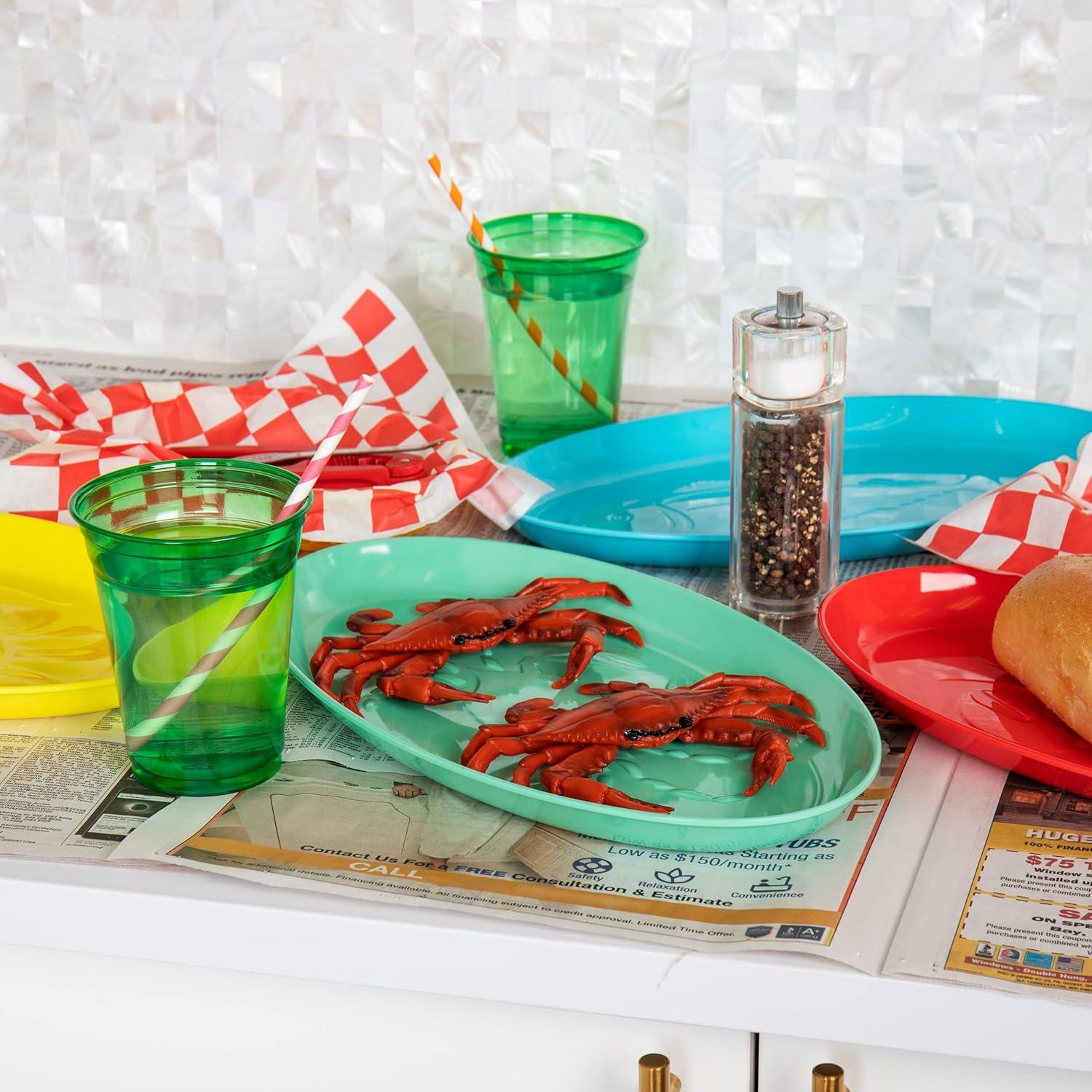 image:imageMind Reader Seafood Platters Serving Dish Entertaining Hosting Melamine 14 L x 8 W x 1 H Set of 4 MulticolorSet of 4