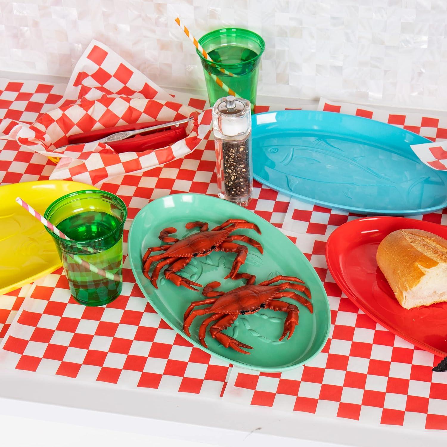 image:imageMind Reader Seafood Platters Serving Dish Entertaining Hosting Melamine 14 L x 8 W x 1 H Set of 4 MulticolorSet of 4