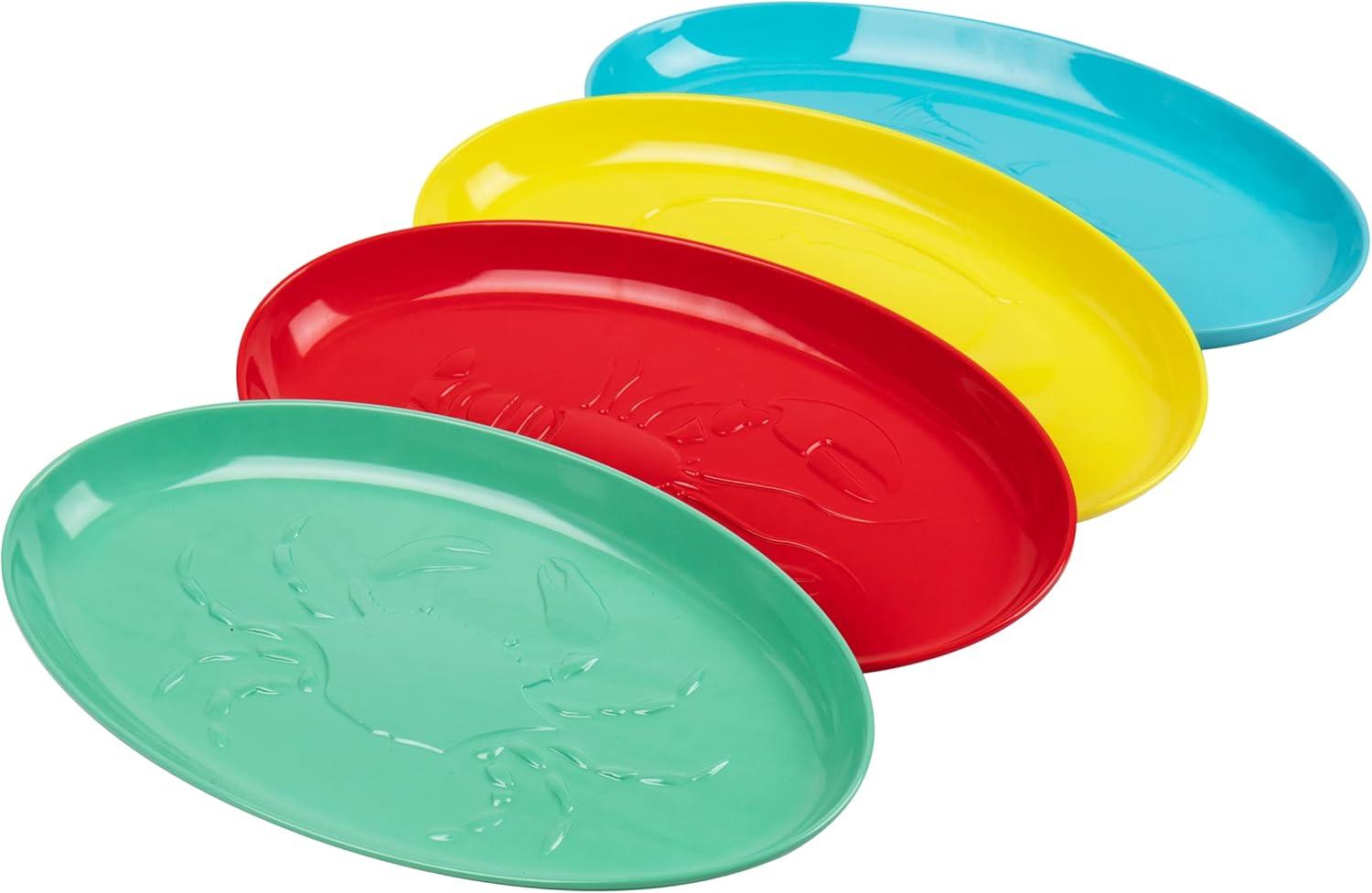 image:imageMind Reader Seafood Platters Serving Dish Entertaining Hosting Melamine 14 L x 8 W x 1 H Set of 4 MulticolorSet of 4