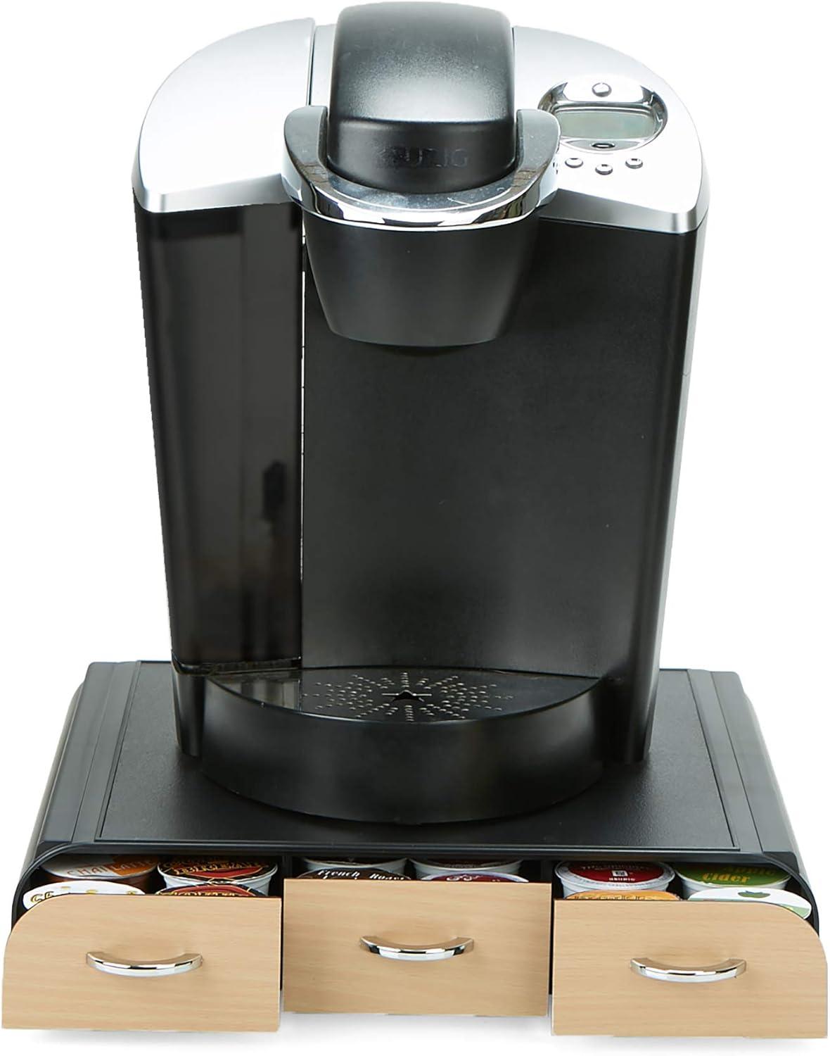 image:imageMind Reader Single Serve Coffee Pod Organizer with 3 Drawers 36 Pod Capacity Countertop 135L x 1225W x 25H SilverBrown