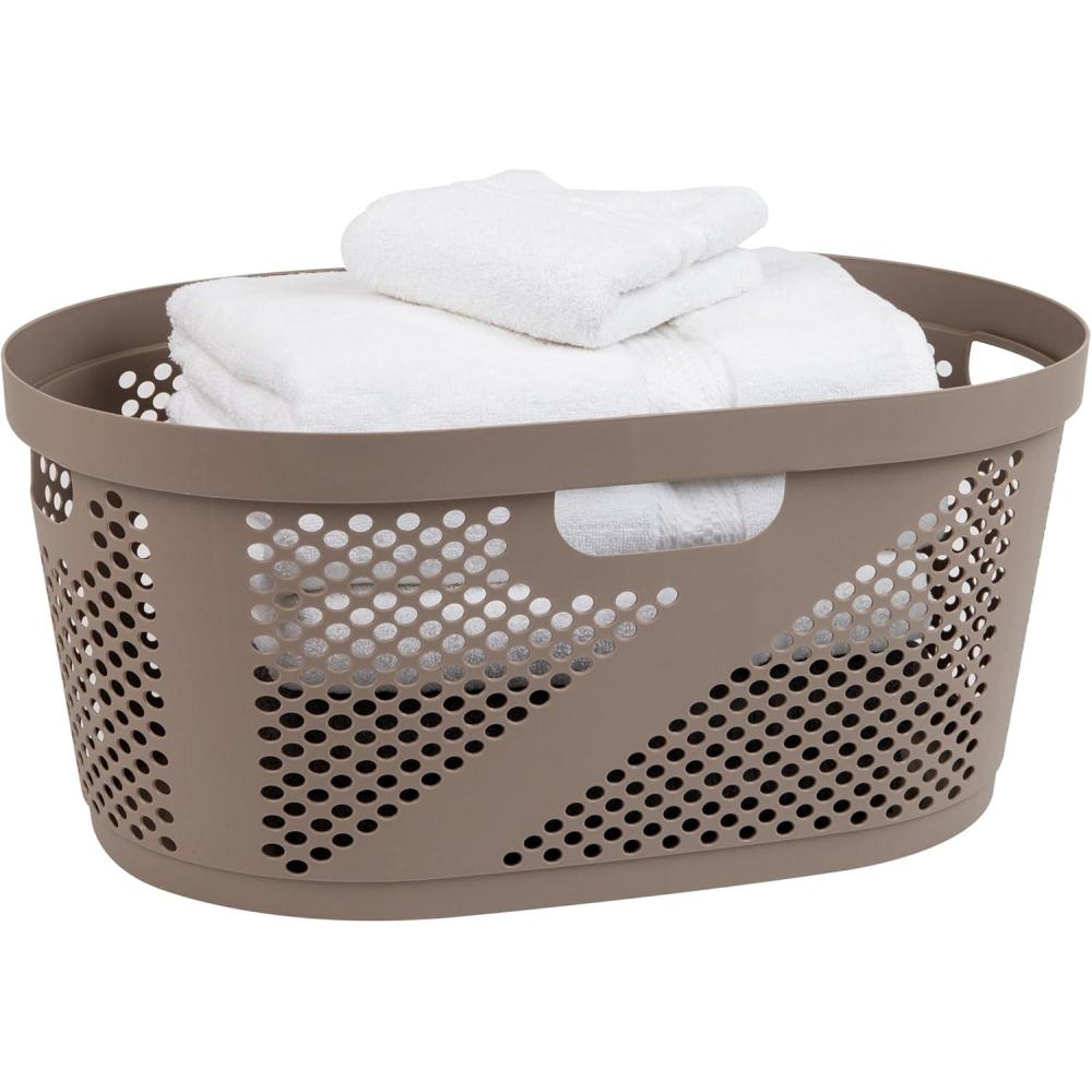 image:imageMind Reader 40L Laundry Basket Clothes Hamper Premium Wicker Design Plastic 23L x 145W x 105H Tan