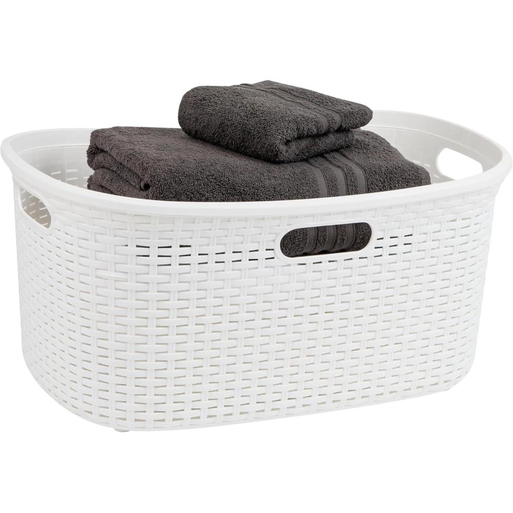 image:imageMind Reader 40L Laundry Basket Clothes Hamper Wicker Design Plastic 23L x 145W x 11H Ivory Single