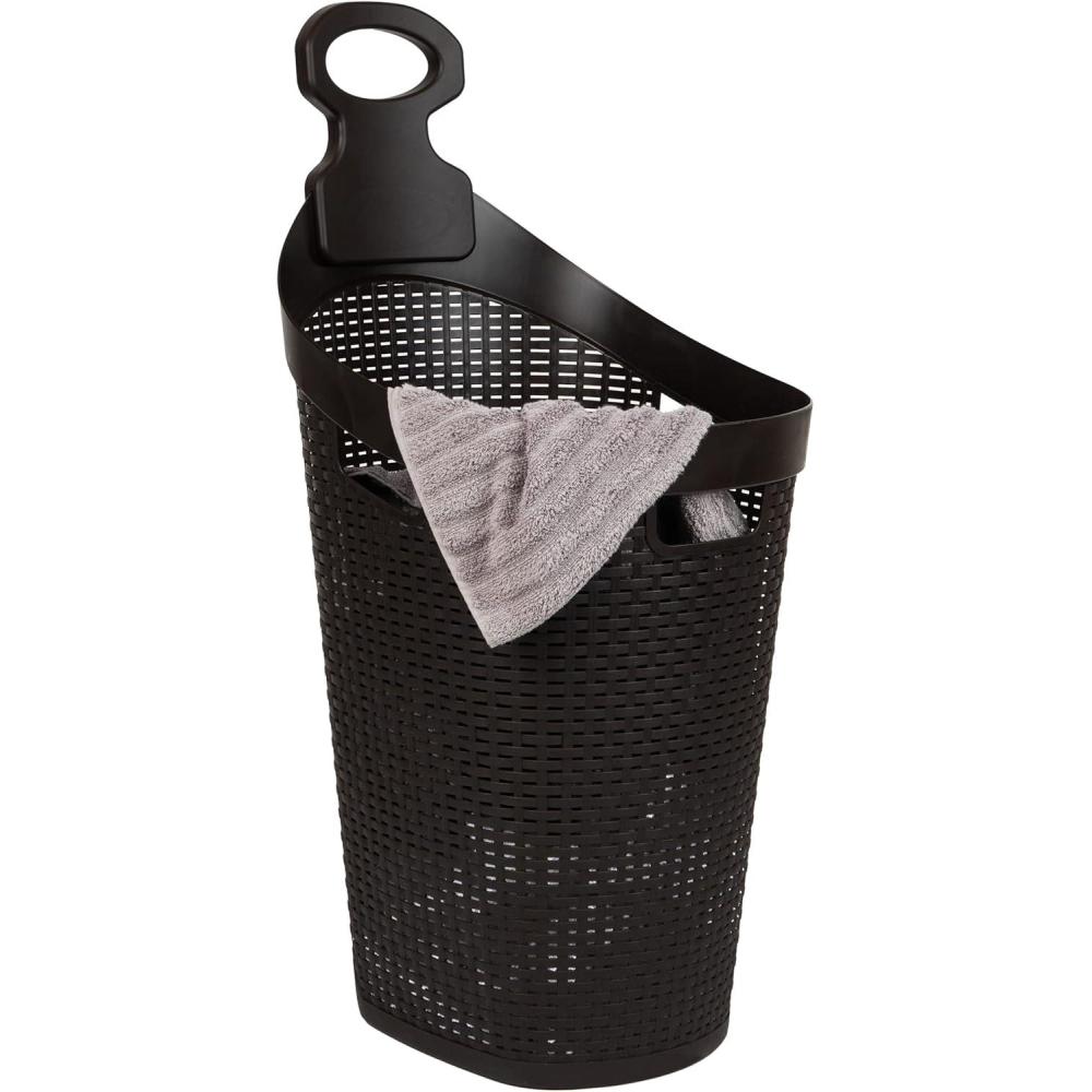 image:imageMind Reader 60L Rolling Laundry Hamper Clothes Basket Wheels Wicker Design Plastic 195L x 1475W x 35H Brown