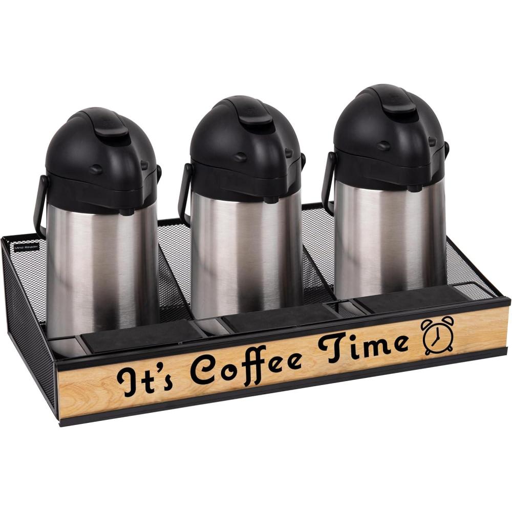 image:imageMind Reader Airpot Serving Station Coffee Bar Accessories Countertop Organizer Wire Mesh 24L x 12W x 6H Black