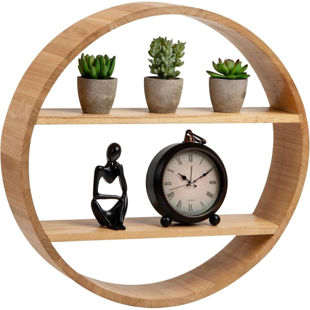 image:imageMind Reader Circular Floating Shelves Wall Decor Accent Shelf Office Bathroom Metal Mesh 18 L x 4 W x 18 H BlackBrown