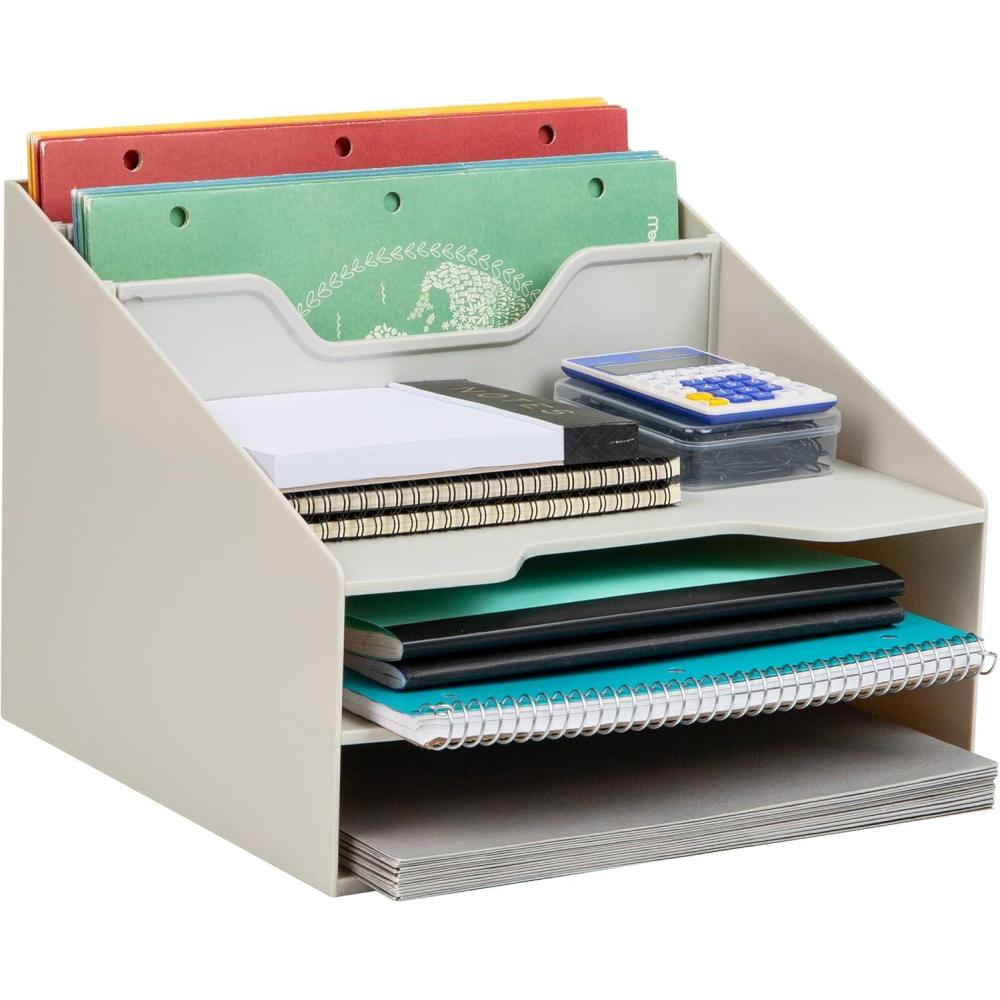 image:imageMind Reader Desktop Organizer Vertical File Holder Paper Trays Office Plastic BeigeBeige