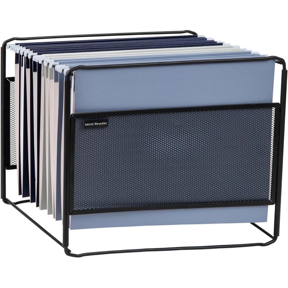 image:imageMind Reader Hanging File Folder Organizer Desktop Organizer Storage Office Metal Mesh 13L x 975W x 1025H SilverBlack