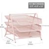 Mind Reader 3-Tier Paper Tray, Desktop Organizer, File Storage, Workspace, Office, Metal Mesh, 11.75″ L x 13.75″ W x 10″ H, Pink
