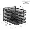 Mind Reader 3-Tier Paper Tray, File Storage, Desktop Organizer, Wall Mountable, File Organization, Metal Mesh, Black(4-Tier)