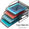 Mind Reader 3-Tier Paper Tray, File Storage, Desktop Organizer, Wall Mountable, File Organization, Metal Mesh, Black(4-Tier)
