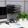Mind Reader 3-Tier Paper Tray, File Storage, Desktop Organizer, Wall Mountable, File Organization, Metal Mesh, Black(4-Tier)