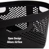 Mind Reader 40L Laundry Basket, Clothes Hamper, Premium Wicker Design, Plastic, 23″L x 14.5″W x 10.5″H, Black