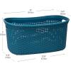 Mind Reader 40L Laundry Basket, Clothes Hamper, Wicker Design, Plastic, 23″L x 14.5″W x 11″H, Blue