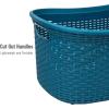 Mind Reader 40L Laundry Basket, Clothes Hamper, Wicker Design, Plastic, 23″L x 14.5″W x 11″H, Blue