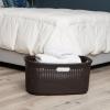 Mind Reader 40L Laundry Basket, Clothes Hamper, Wicker Design, Plastic, 23″L x 14.5″W x 11″H, Brown