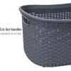 Mind Reader 40L Laundry Basket, Clothes Hamper, Wicker Design, Plastic, 23″L x 14.5″W x 11″H, Gray