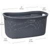 Mind Reader 40L Laundry Basket, Clothes Hamper, Wicker Design, Plastic, 23″L x 14.5″W x 11″H, Gray
