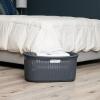 Mind Reader 40L Laundry Basket, Clothes Hamper, Wicker Design, Plastic, 23″L x 14.5″W x 11″H, Gray