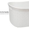 Mind Reader 40L Laundry Basket, Clothes Hamper, Wicker Design, Plastic, 23″”L x 14.5″”W x 11″”H, Ivory, Single