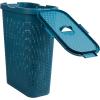 Mind Reader 40L Slim Laundry Hamper, Clothes Basket, Lid, Wicker Design, Plastic, 18″L x 10.4″W x 23.5″H, Blue
