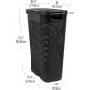 Mind Reader 40L Slim Laundry Hamper, Clothes Basket, Lid, Wicker Design, Plastic, 18″L x 10.4″W x 23.5″H, Set of 6, Black
