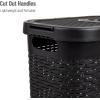 Mind Reader 40L Slim Laundry Hamper, Clothes Basket, Lid, Wicker Design, Plastic, 18″L x 10.4″W x 23.5″H, Set of 6, Black